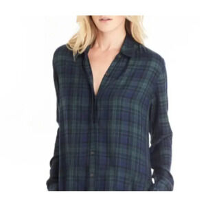 Michael Stars Plaid Boyfriend Button up Shirt Xsmall